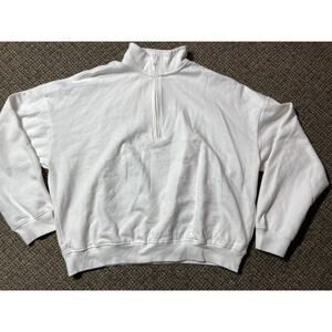 Garage Ultra Fleece Half Zip Sweater White Women’s Size L/XL, NWT